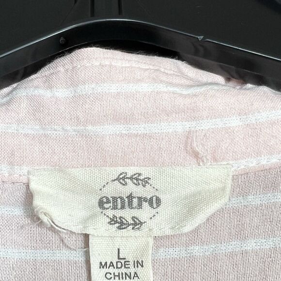 Entro Button Down Top Womens Large Multicolored Colorblock Stripe Button Down - Picture 11 of 13